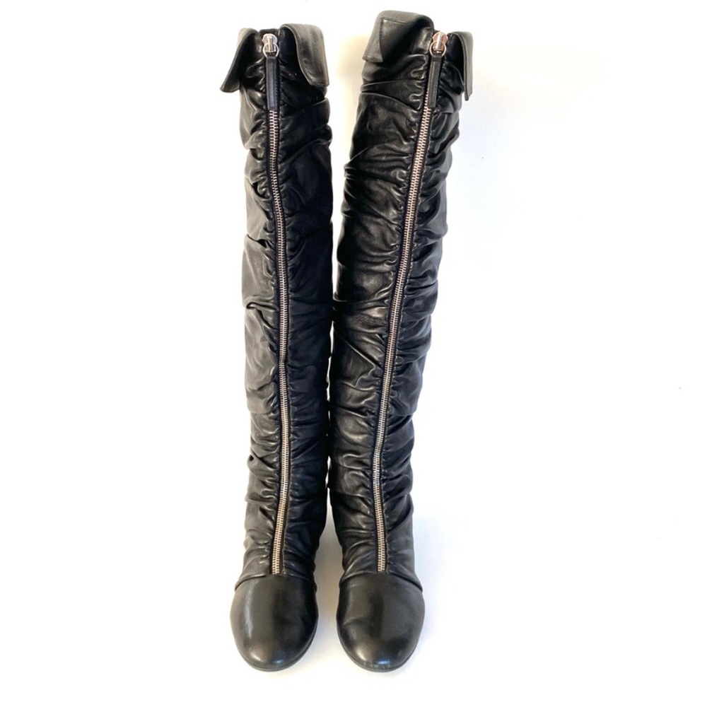 Giuseppe Zanotti Genuine Leather OTK Ruched Front Zipper Closure Boots - Picture 9 of 16